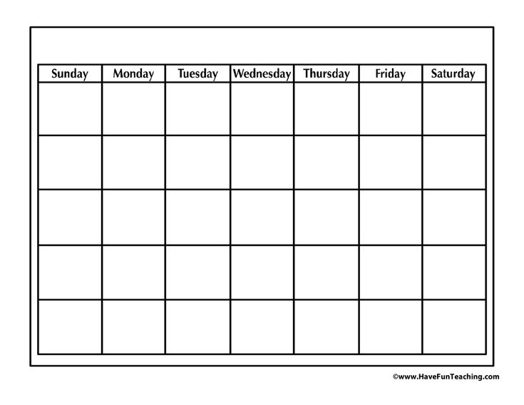 a blank calendar is shown in black and white with the words sunday, monday, friday