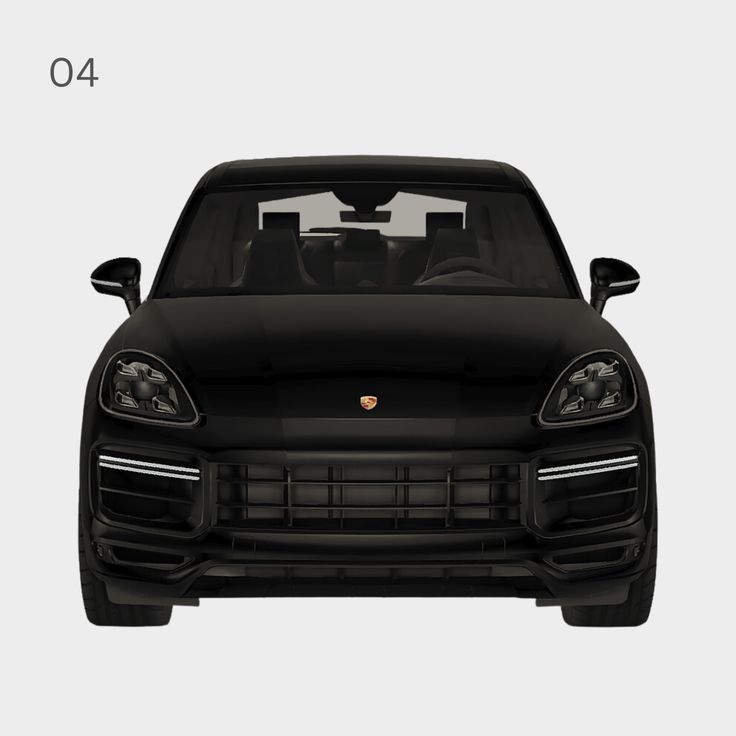 the front end of a black porsche car