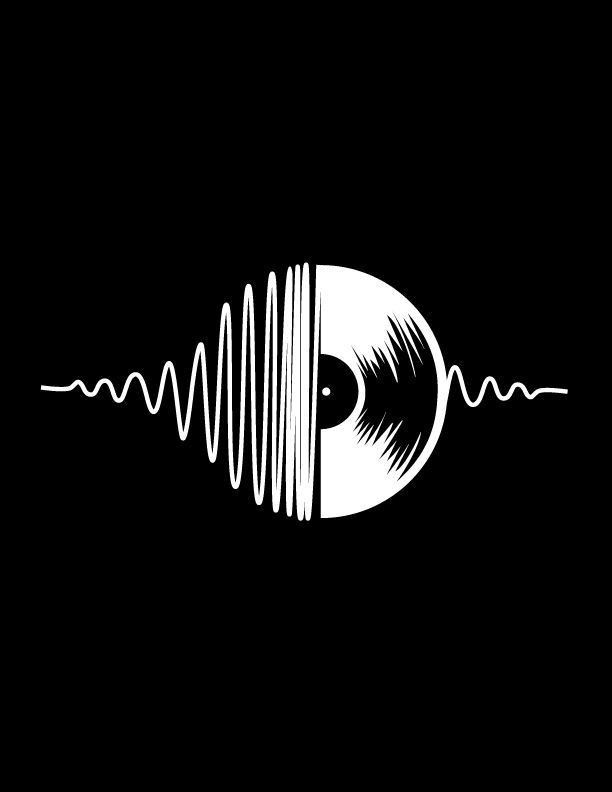 a black and white logo with sound waves