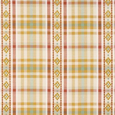 an orange and yellow plaid pattern on fabric