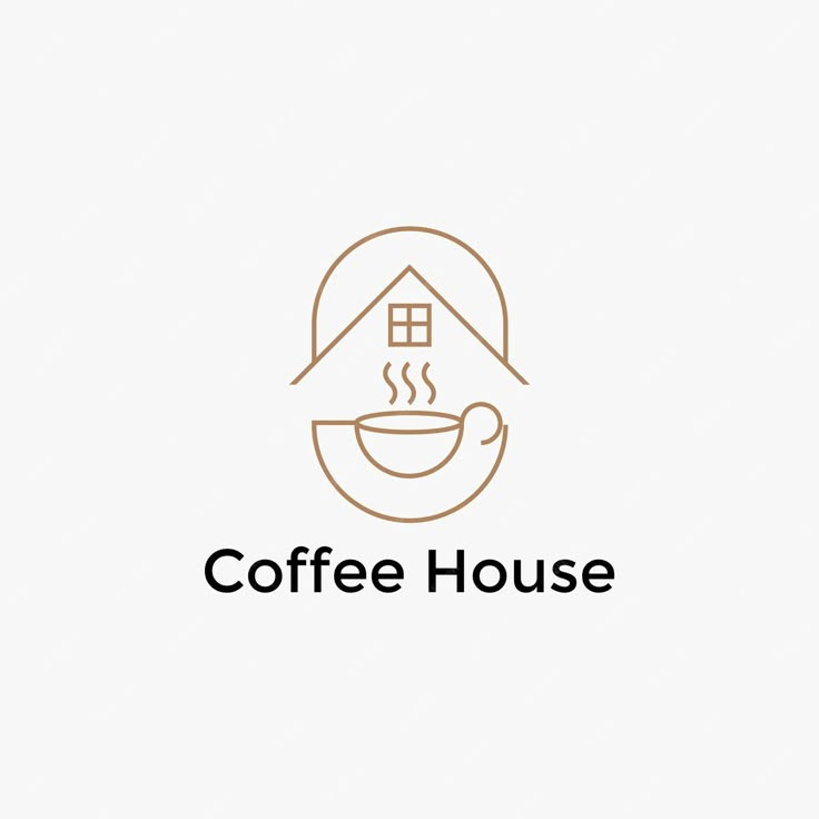 the coffee house logo is shown in brown and white, with a cup of coffee on it