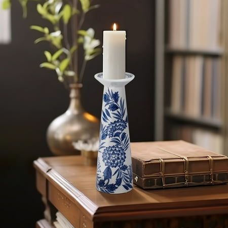 Sagebrook Home Porc,12"h Chinoiserie Candle Holder,blue/wht Cylinder Blue/white Porcelain 12"H Toile Contemporary. Elevate your home's ambiance with Sagebrook Home's exquisite porcelain candle holder, a fusion of timeless elegance and artistry. Designed to impress, each piece promises to envelop your space in a warm, inviting glow, creating the perfect retreat for relaxation. This essential home dcor item belongs in the esteemed collection of any connoisseur who appreciates the allure of candlel Porcelain Candle Holder, Porcelain Candle, Blue White Porcelain, Home Fireplace, Romantic Moments, Fragrance Candle, White Porcelain, Soft Lighting, Home Fragrance