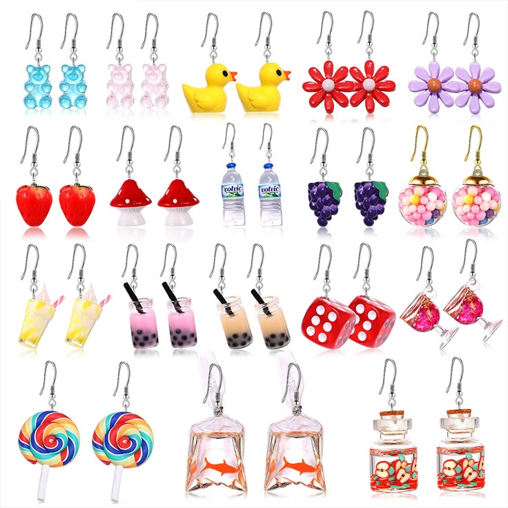 PRICES MAY VARY. 【BOBA EARRINGS SET】: Package includes 12/18 pairs cute earrings are designed in as milk tea shaped with pearl and ice cream a straw inside with different colors.various styles and different colors earrings enough choice for your daily outfits,offer you more options to match 【Novel Design Dangle Earrings For Girls】: these cute dangle drop earrings are designed in cute shape and lively style, such as Gummy Bears/milktea/GoldfishwithWaterBag/Strawberry/flowers/mushroom/Water bottle Earrings Weird, Earrings Mushroom, Weird Earrings, Earrings Cartilage, Aesthetic Gold, Funny Earrings, Mushroom Earrings, Bottle Earrings, Earrings Aesthetic