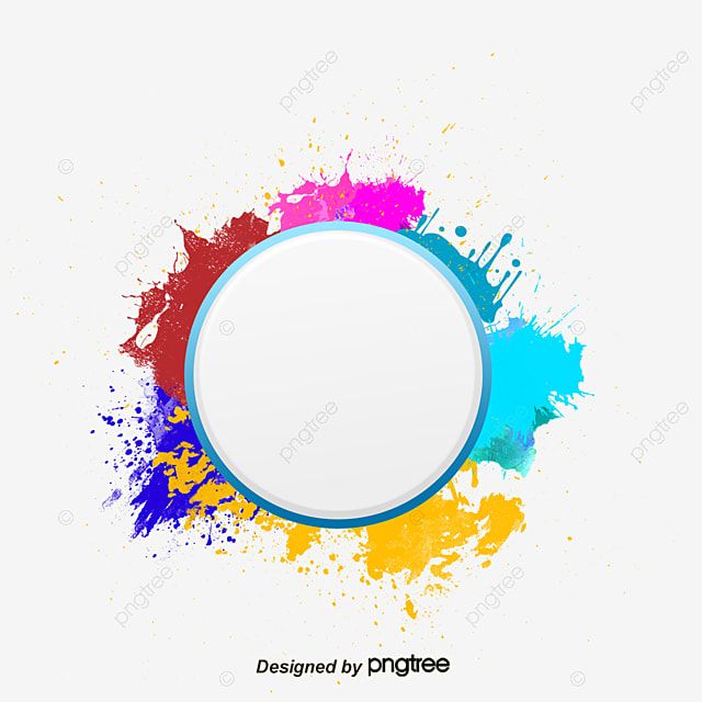 colorful paint splattered with white circle frame on the left side, abstract, background png and psd