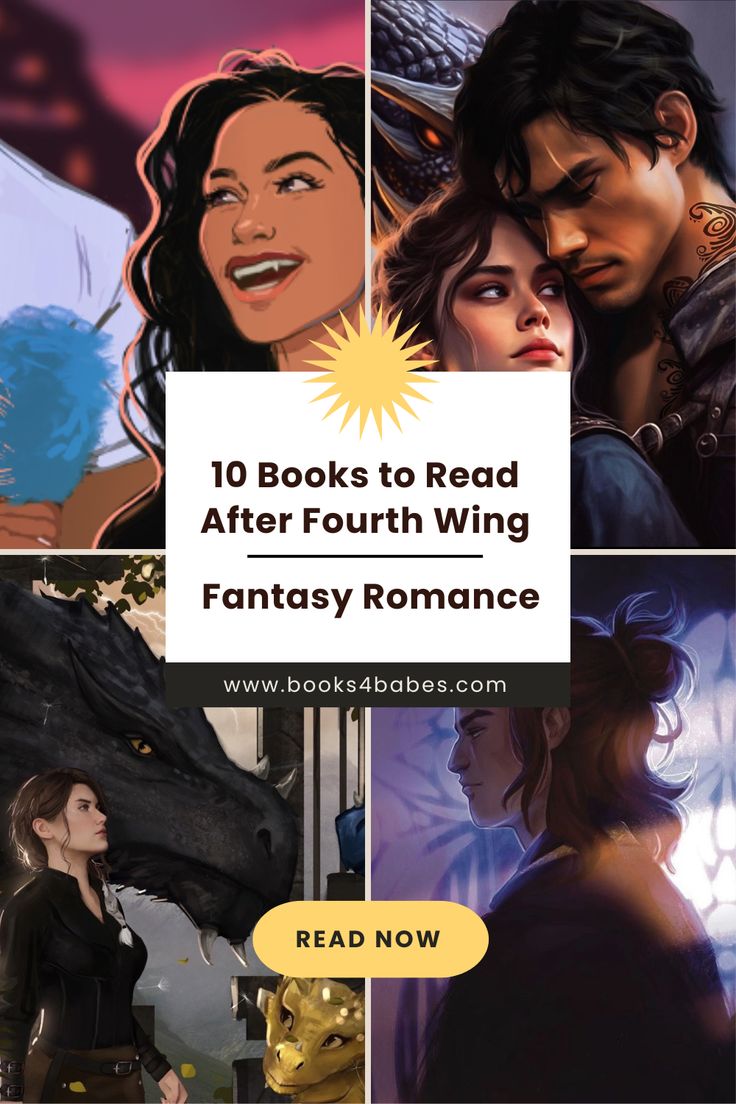 some books to read after fourth wing fantasy romance, with text overlaying the image