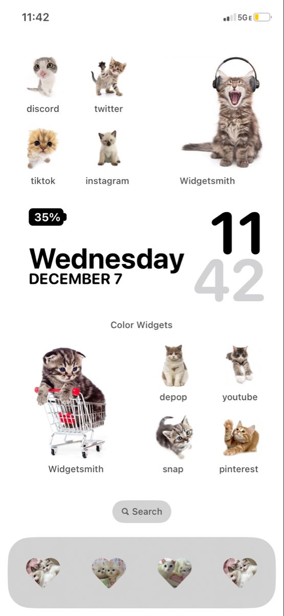 an iphone screen with cats on it and the words wednesday, 11 / 21 in different languages