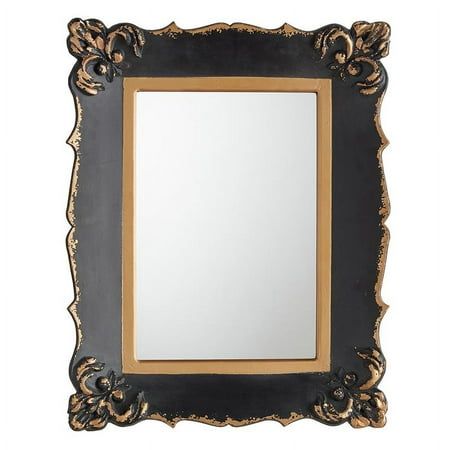 an ornate black and gold framed mirror on a white background with clipping for text