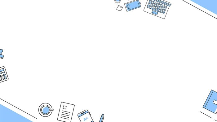 an image of office supplies on a desk with blue lines in the background and white space for text