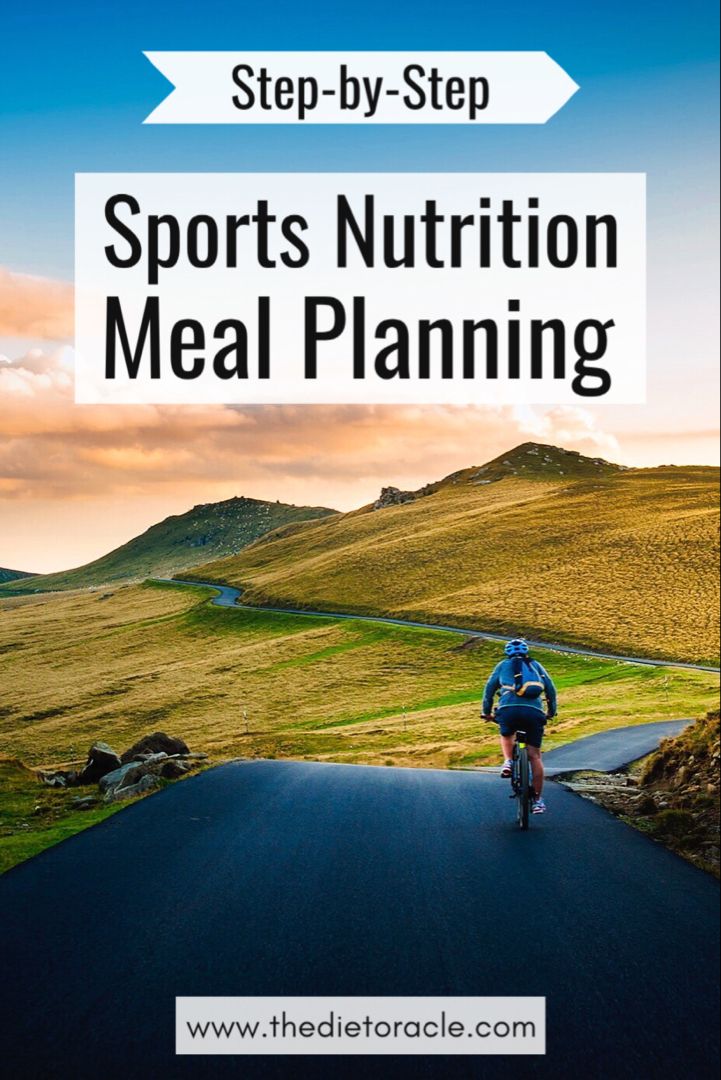 a person riding a bike down a road with the words, step - by - step sports nutrition meal planning