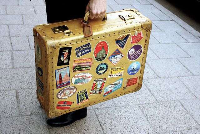 Ever since jr. high every vintage suitcase or trunk I've owned was covered in travel stickers. I'm actually looking for some for my son's suitcase right now. Cute Suitcases, Jr High, Travel Trunk, Old Suitcases, Vintage Suitcases, Vintage Trunks, Luggage Labels, Best Luggage, Vintage Suitcase