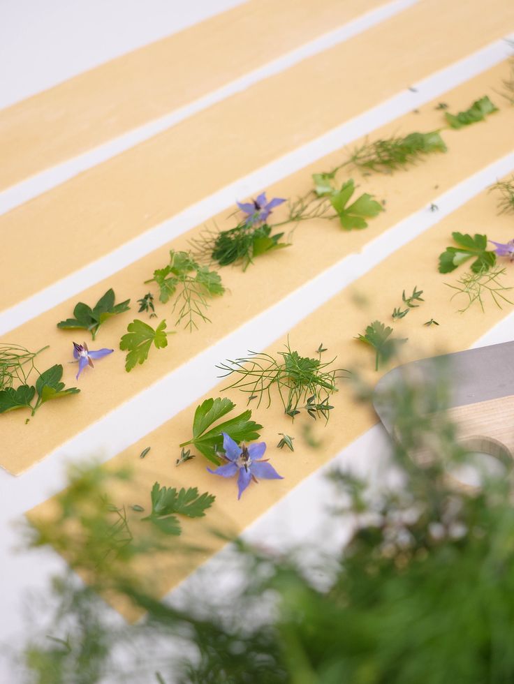 some plants are laying on the ground next to a pair of scissors