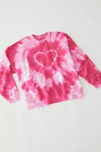 Ty Dye, Adrette Outfits, Pink Tye Dye, Tie Dye Heart, Casual Tie, Tie Dye Outfits, Dropped Shoulder Sweatshirt, Girls Tie, Heart Sweatshirt