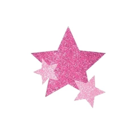 pink glitter star on white background with clippings to cut out the stars for decoration