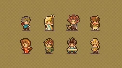 some pixel art with different people in them