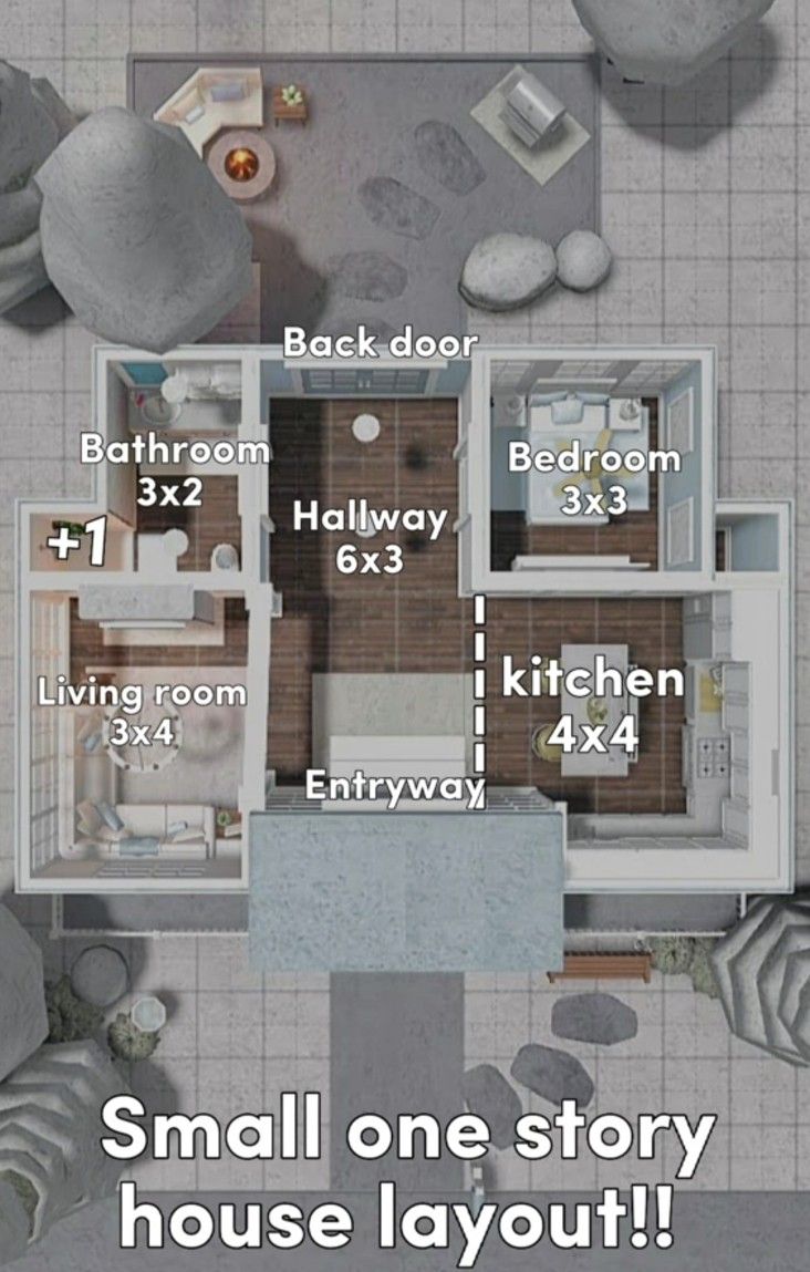 an overhead view of a small one story house layout with the words small one story house layout