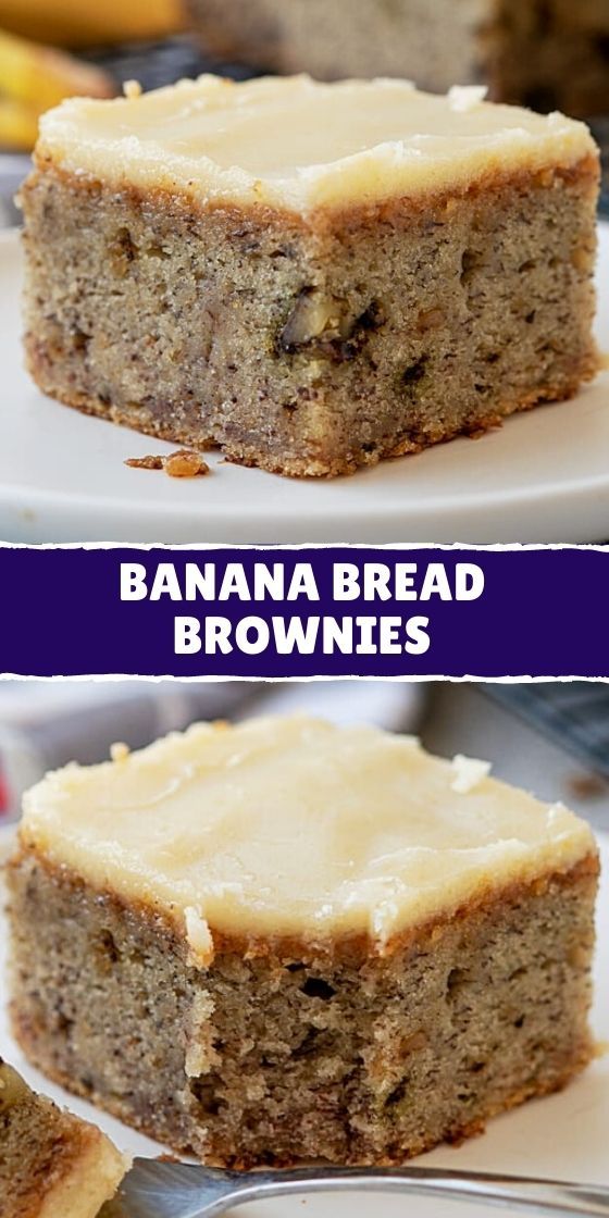 banana bread brownies recipe with white frosting