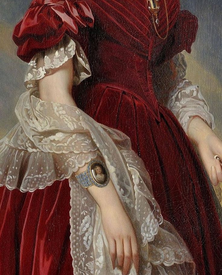 Art • Instagram Vestidos Color Vino, Golden Aesthetic, Franz Xaver Winterhalter, Detailed Art, Dress Painting, Rennaissance Art, Art Details, Red Dress Women, Dress Aesthetic