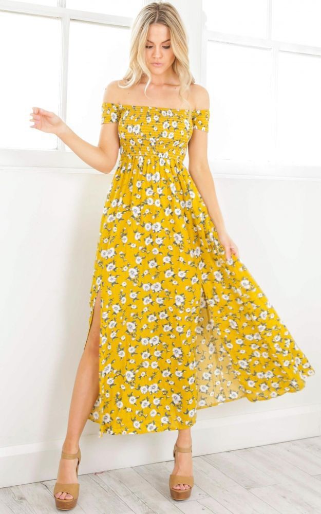 Metallic Skirt Outfit, Bohemia Dress, Lady Like, Floral Print Chiffon, Skater Dresses, Daytime Dresses, Maxi Styles, Dress Yellow, Yellow Fashion