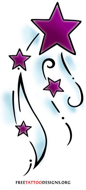 a purple star with swirls and stars on it