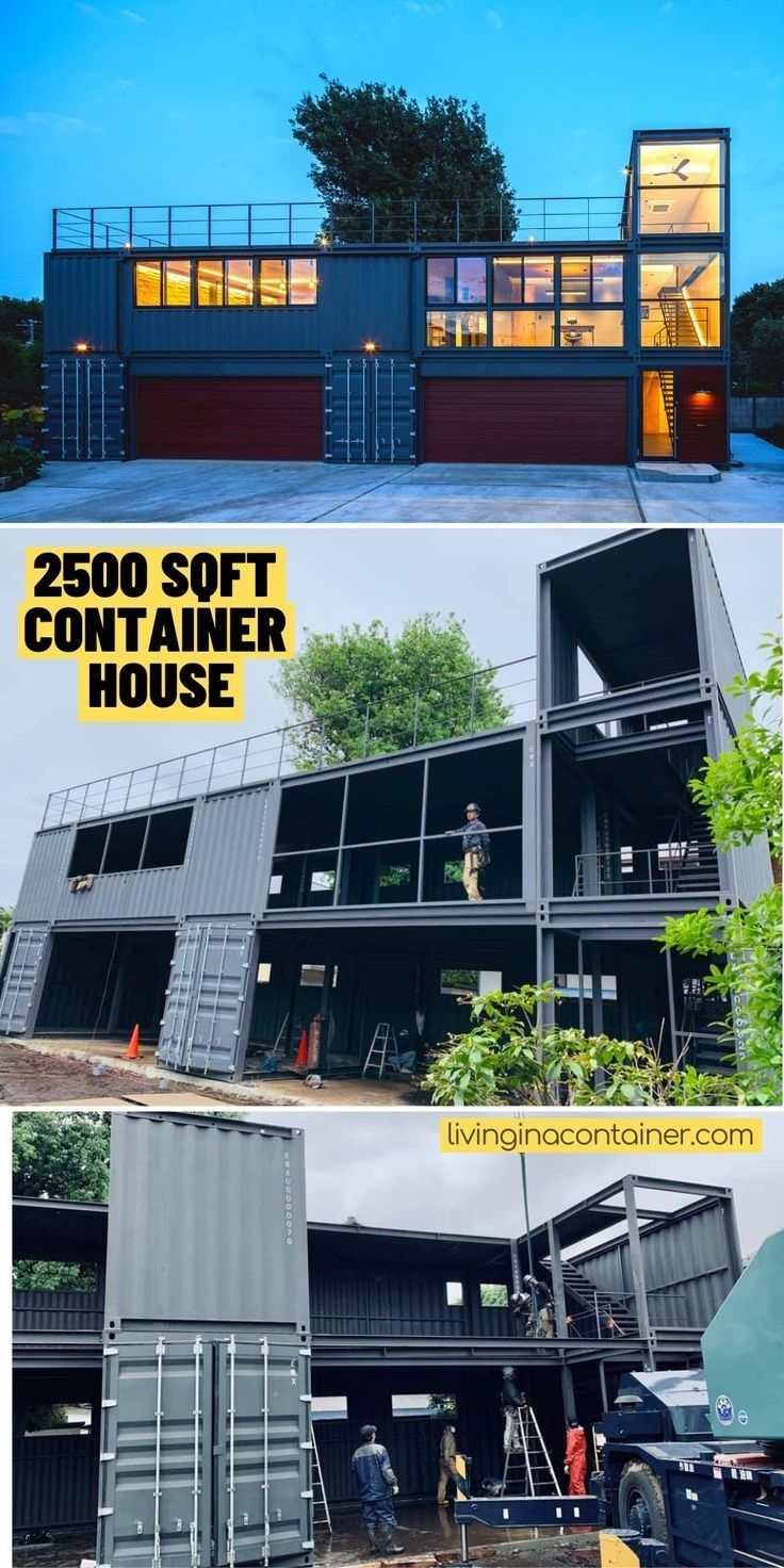 two pictures showing different types of shipping containers