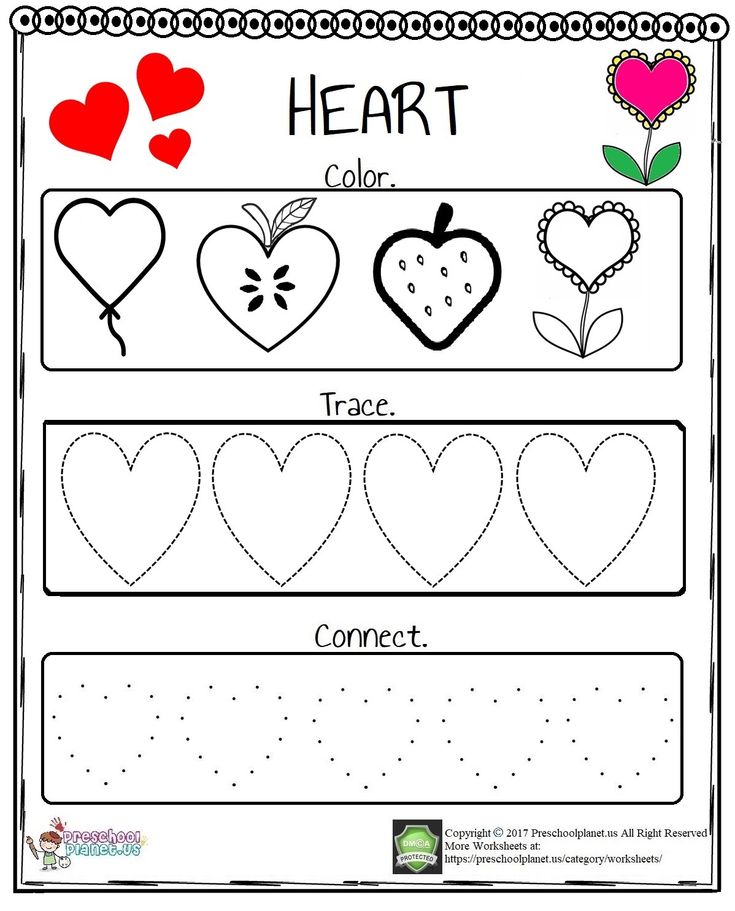 the heart worksheet for children to learn how to draw and paint hearts on paper