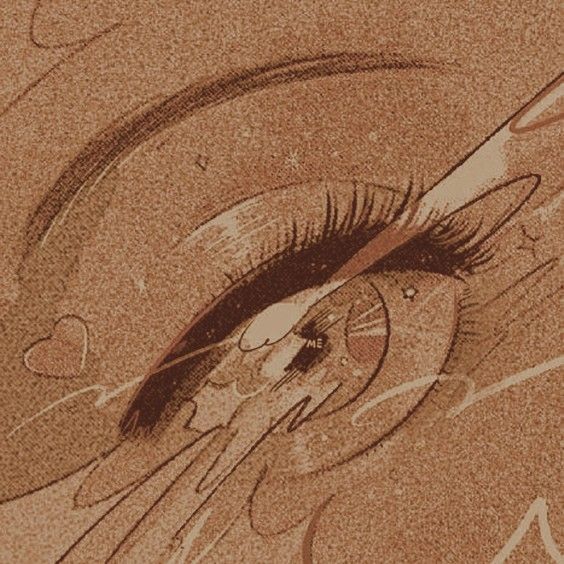 a drawing of an eye with long eyelashes