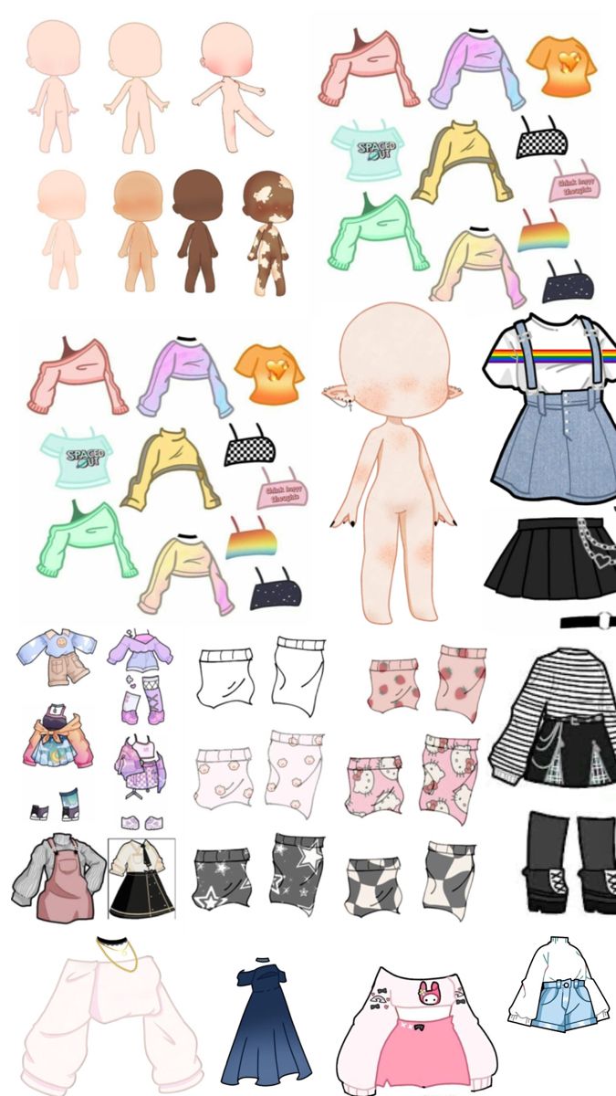 paper doll clothes with different types of clothing on them, including baby ones and children's underwears