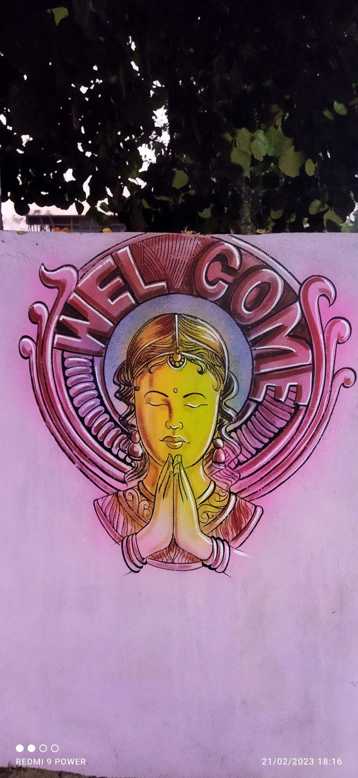 a sign with a woman's face on it and the words yoga written below