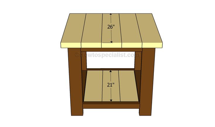 the plans for a small end table with one drawer and two shelves on each side