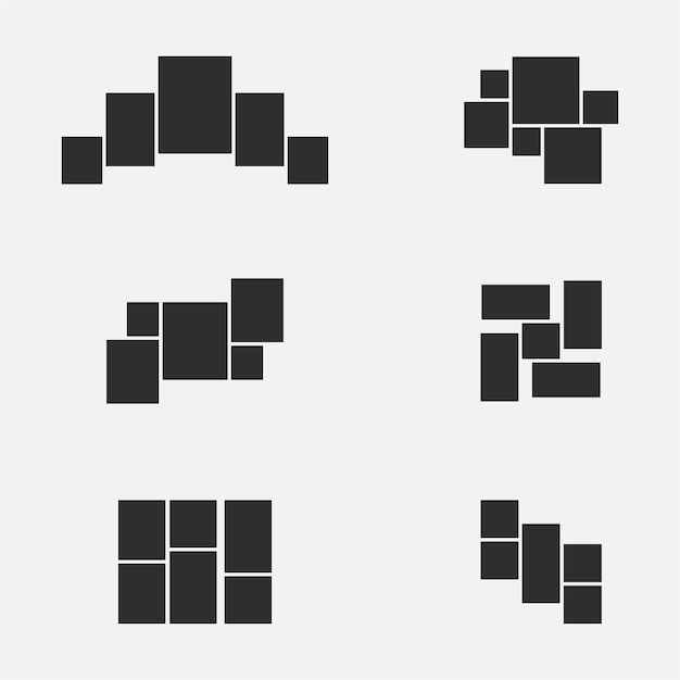 black squares are arranged in the shape of rectangles on a white background illustration