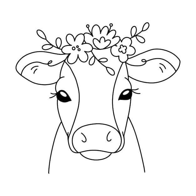 a cow with flowers on its head