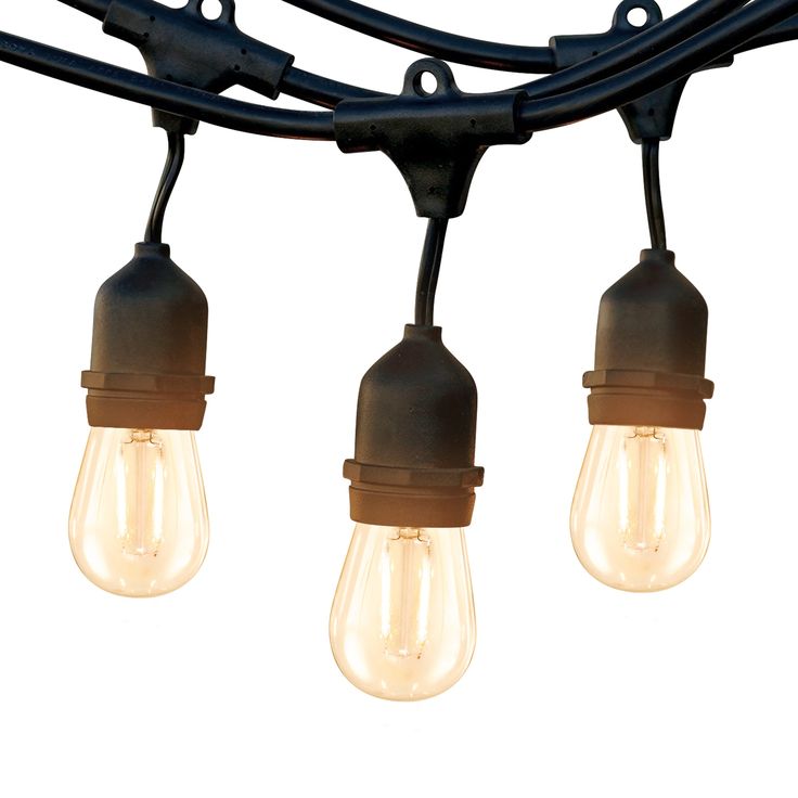 several light bulbs hanging from a black wire