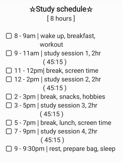 a white sheet with the words study schedule and instructions for students to learn how to use it