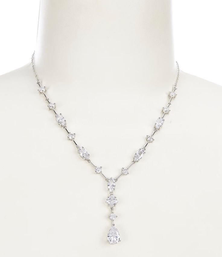 Shop for Cezanne CZ Stone Mix Y-Necklace at Dillard's. Visit Dillard's to find clothing, accessories, shoes, cosmetics & more. The Style of Your Life. Classic Dangle Cubic Zirconia Necklaces, Classic Cubic Zirconia Dangle Necklaces, Formal Cubic Zirconia Jewelry With Lobster Clasp, Formal Cubic Zirconia Drop Necklace With Adjustable Chain, Silver Necklace Prom, Silver Prom Jewelry, Formal Necklace, Prom Necklaces, Fancy Necklace