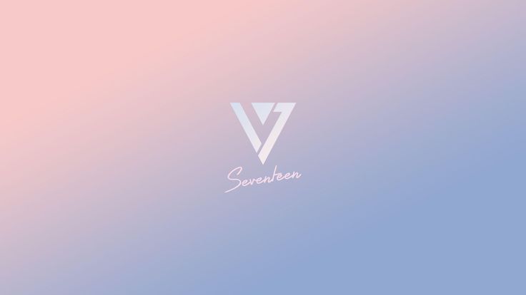 the letter v is written in white on a pastel blue and light pink background