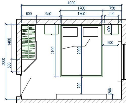 a drawing of a room with measurements