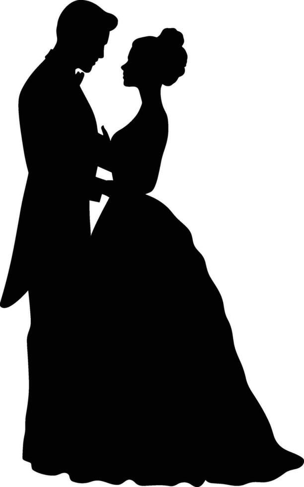 a silhouette of a man and woman in formal dress