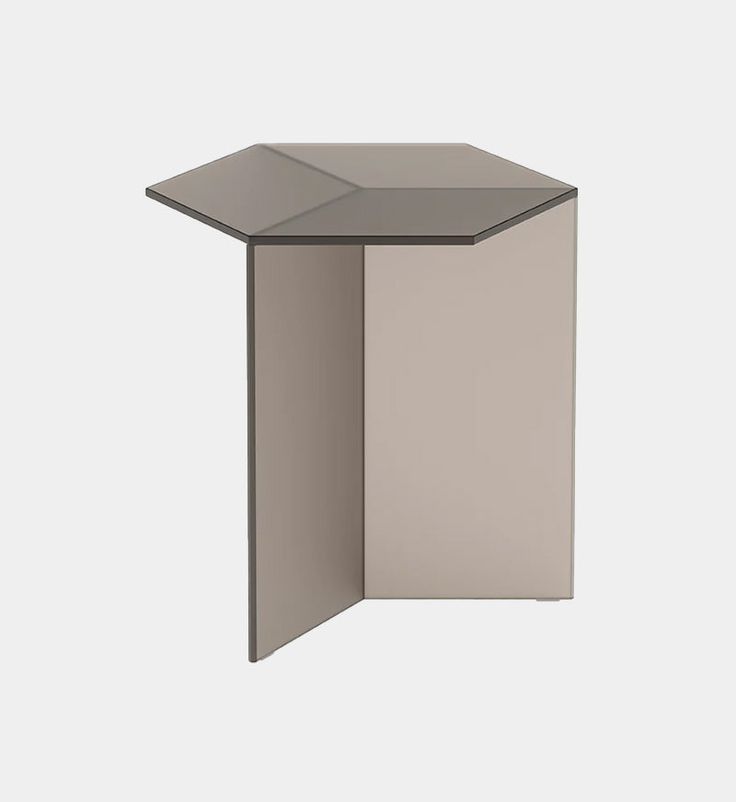 the side table is made out of metal and has an open door on one side