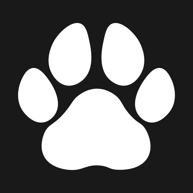 an animal's paw print on a black background with white outline and the shape of a dog's foot