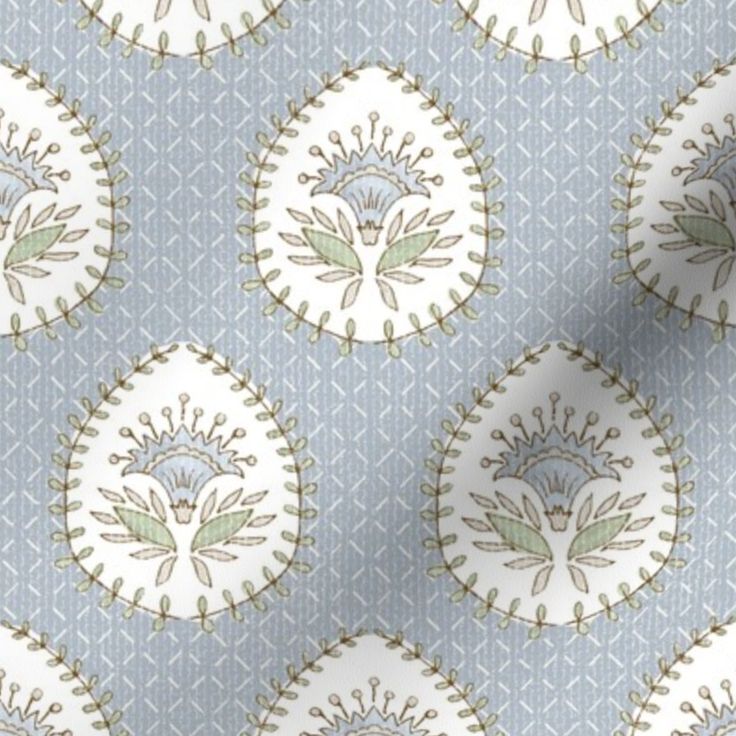 a blue and white wallpaper with circular designs on the back ground, all in different colors