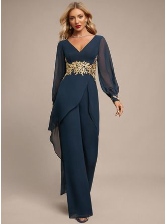 JJ's House Appliques Lace Chiffon V-Neck Summer Winter Spring Fall Jumpsuit/Pantsuit Plus General Jumpsuit/Pantsuit Size Chart No Leg Slit Scoop Back Zip Elegant Black Tie Dark Navy Height:5.8ft（176cm） Bust:32in（82cm）Waist:24in（61cm）Hips:35in（89cm） No Floor-Length B. #JJ's House #AppliquesLace #Chiffon #VNeck #Summer #Winter #Spring #Fall #JumpsuitPantsuit #Plus #General #JumpsuitPantsuitSizeChart #NoLegSlit #Scoop #BackZip #Elegant #BlackTie #DarkNavy #No #FloorLength #B Chiffon Jumpsuit, Two Piece Jumpsuit, Mother Of Groom Dresses, Dresses Formal Elegant, Chiffon Evening Dresses, Jumpsuit Elegant, Lace Evening Dresses, Mother Of The Bride Dress, Applique Dress