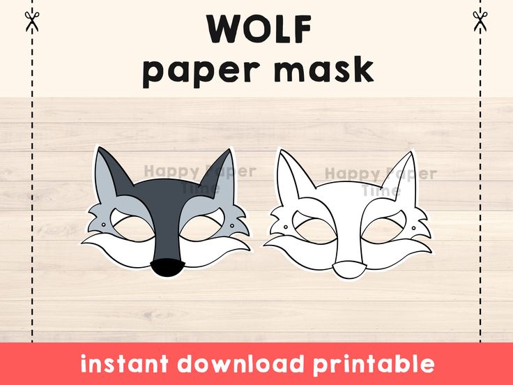 an image of two masks with the words wolf paper mask on top of each one