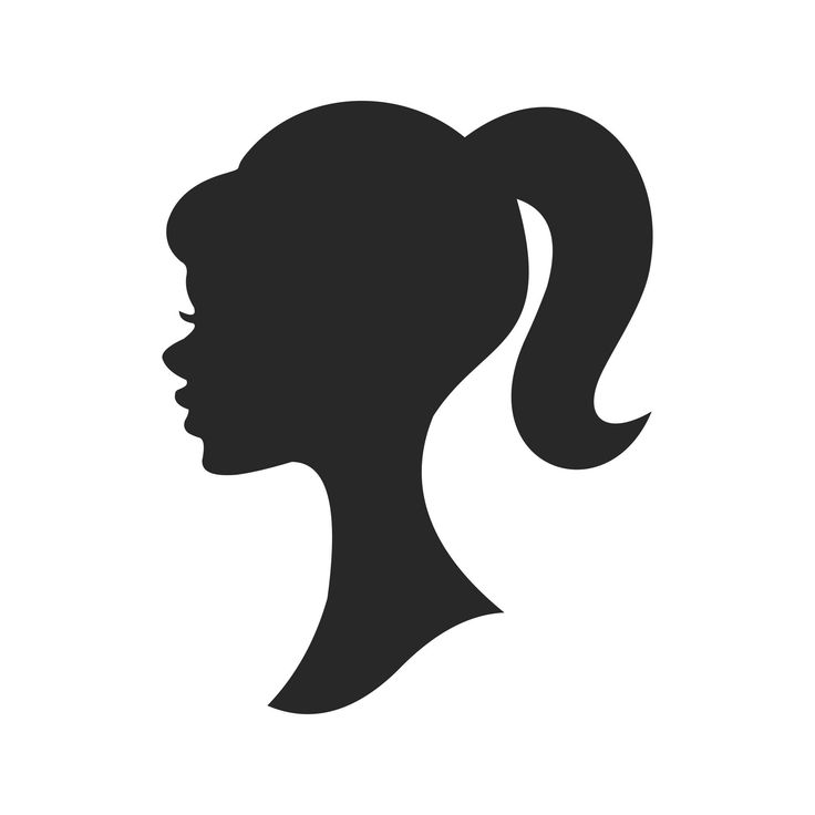 the silhouette of a woman's head is shown in black on a white background