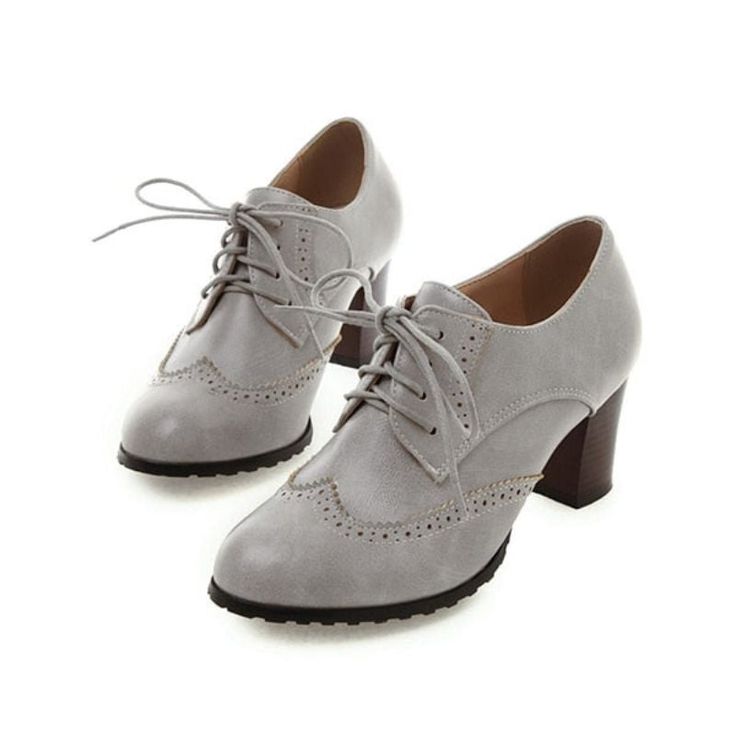 Check out this pair of classic 50s style lace-up high heel shoes!

 These Vintage 50s Shoes are timeless shoes that offer a refined and elegant look. They are made from quality materials with sophisticated details like laces and small heels . These shoes are perfect to wear with a vintage dress or a classic suit. They can add a subtle touch of glamour to your look, whether you are wearing a casual or formal outfit. So don't hesitate to complete your wardrobe with these classic lace-up shoes and high heels in the 50s style!



 Material: PU

 Color: Grey




 Free Shipping




 ✂ SIZE GUIDE 














Size

 Heel to Toe (in cm) 






 36 

 23 






 37 

 23.5 






 38 

 24 






 39 

 24.5 






 40 

 25 






 41 

 25.5 






 42 

 26 






 43 

 26.5 Heeled Brogues, Style Année 20, Oxford Shoes Heels, Oxford Brogues, Chunky Heel Shoes, Oxford Heels, Block Heel Ankle Boots, Leather Block Heels, Women Oxford Shoes