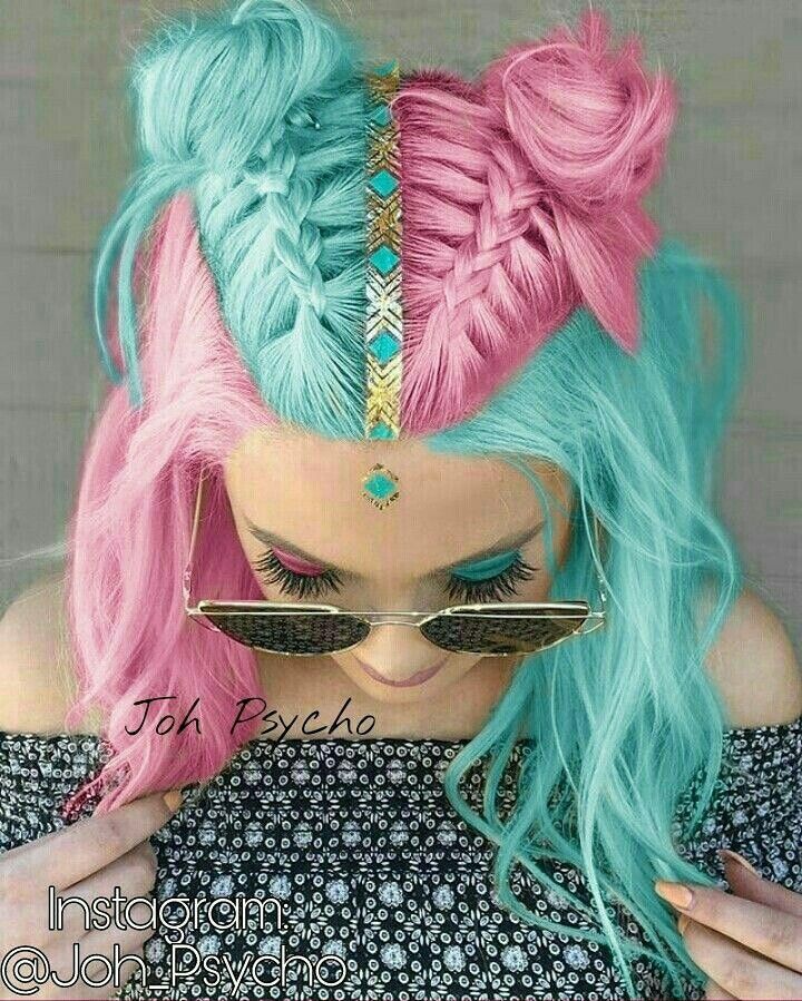 Preciosoooo 😍😍 Cotton Candy Hairstyles, Short Fun Colored Hair, Tawny Hair, Hear Ideas, Exotic Hair Color, Exotic Hair, Gemini Hair, Half And Half Hair, Male Hairstyles