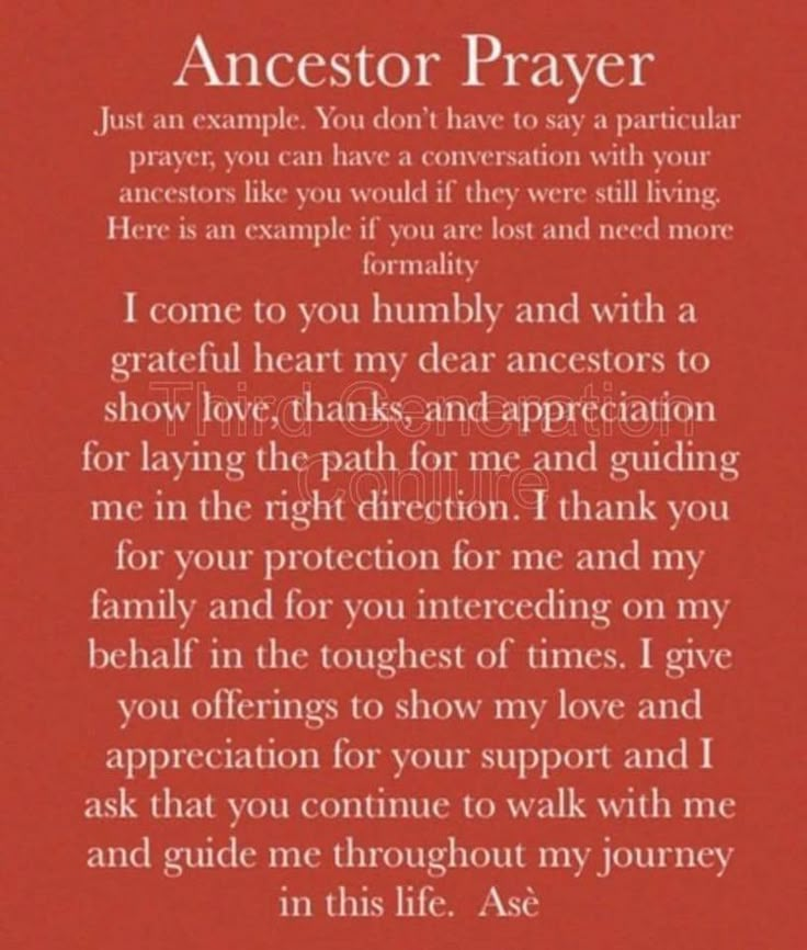 a poem written in white on a red background with the words,'ancestor prayer '