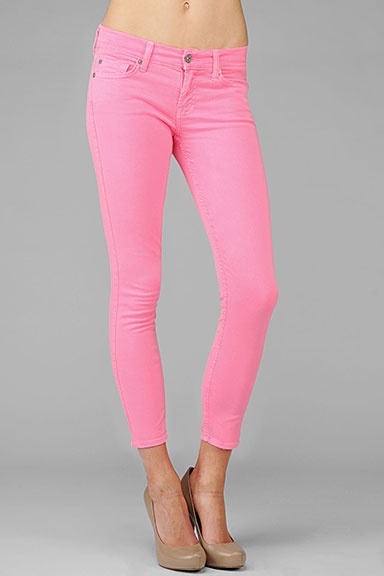 7 for All Mankind Hot Neon Pink Skinny Jeans. Hot Pink Denim, Crazy Pants, Pink Denim, Pink Jeans, Green Peridot, Pink Pants, Everything Pink, Classy And Fabulous, White Gold Ring