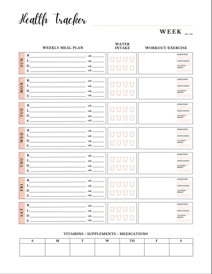 a meal planner with the words health tracker on it and an image of two glasses