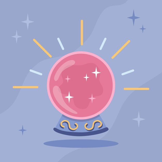 an illustration of a pink ball with stars coming out of it's top and bottom