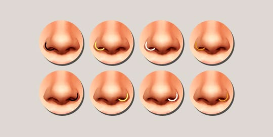 six different stages of the nose and mouth, including an oval shaped nose with several smaller ones